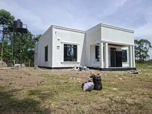 Construction of Modern Hidden Roofing 3 Bedroom House