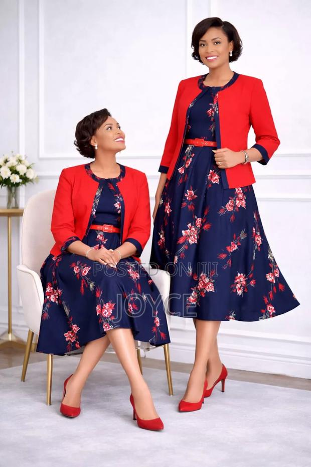2 Pc Circular Flowered Dress and Coat - main view