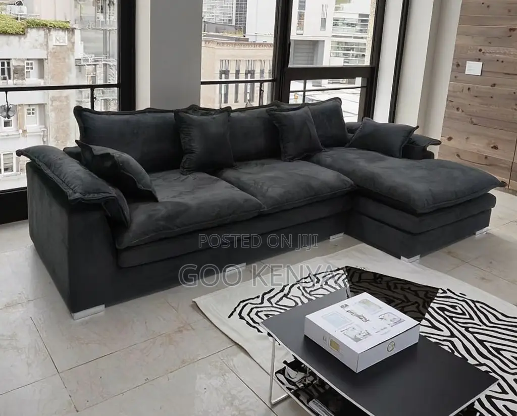 Home Sofa; L-shaped Sofa With Durable Fabric And Deep Seating