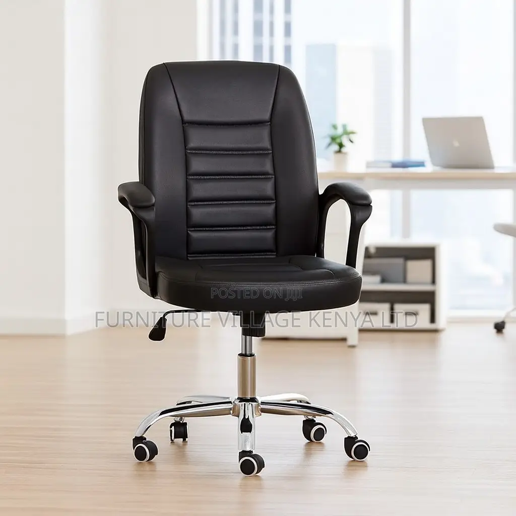 Office Chair; Medium Back Leather Executive Office Chair