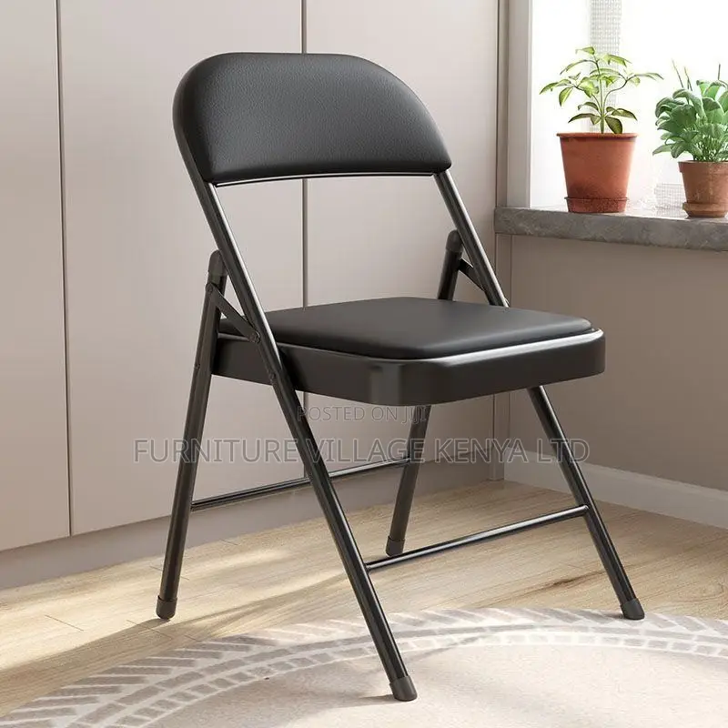 Office Chair; Padded Black Foldable Study Chair