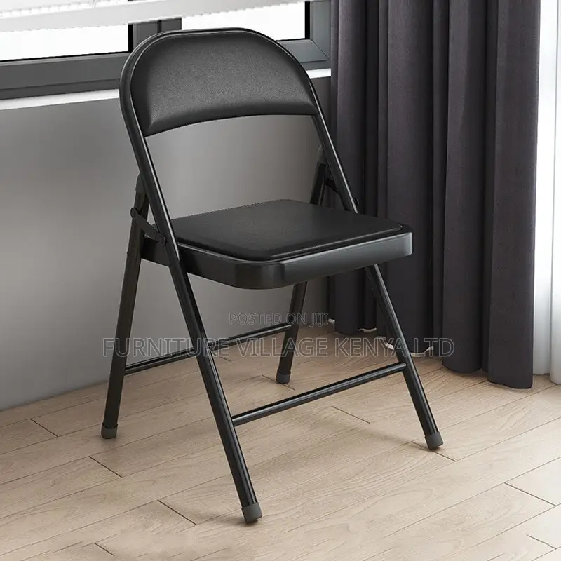 Office Chair; Padded Black Foldable Study Chair