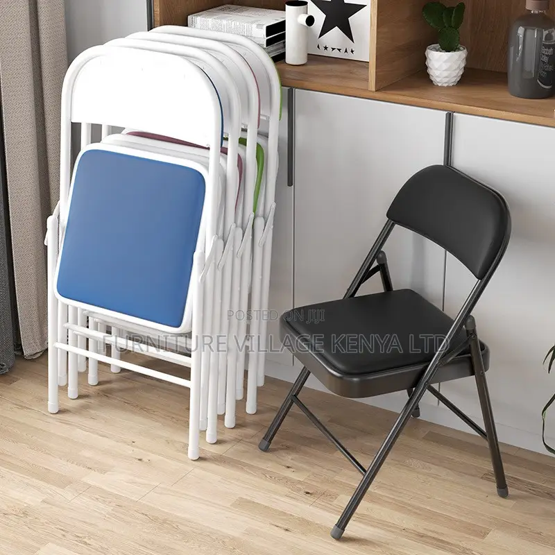 Office Chair; Padded Black Foldable Study Chair