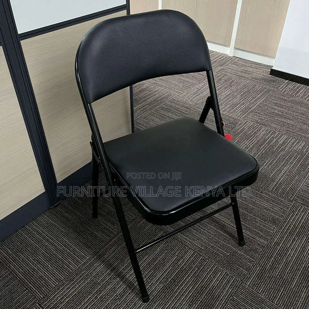 Office Chair; Padded Black Foldable Study Chair