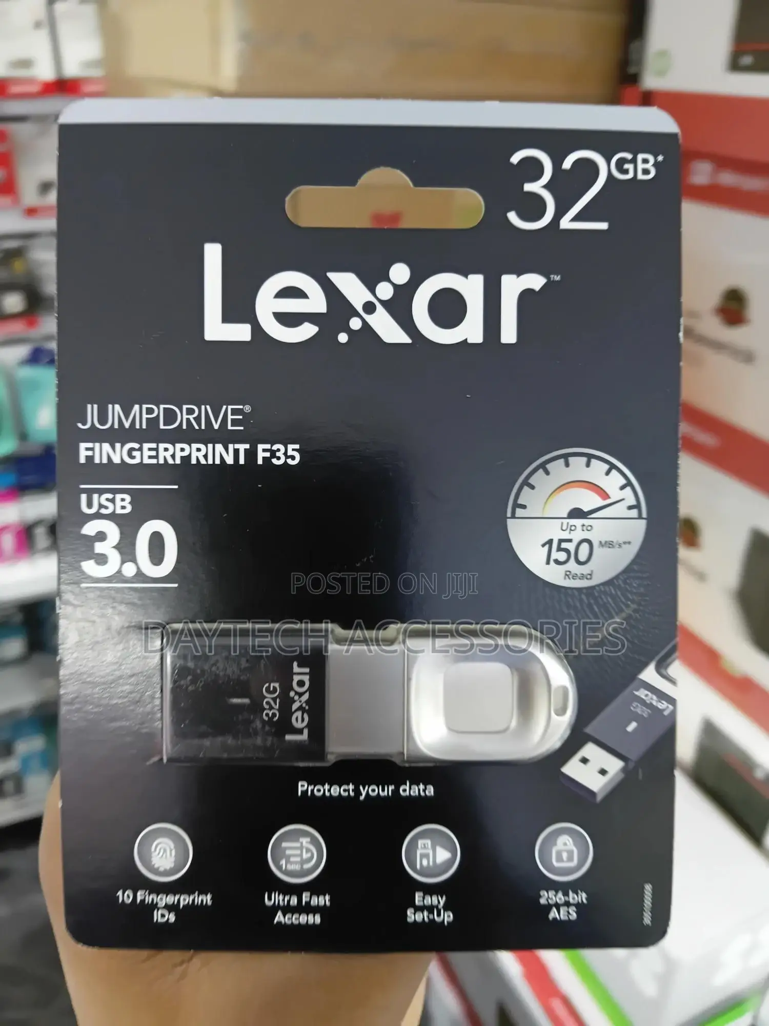 Lexar Jumpdrive Fingerprint F35 32gb Usb 3.0 Flash Drive
