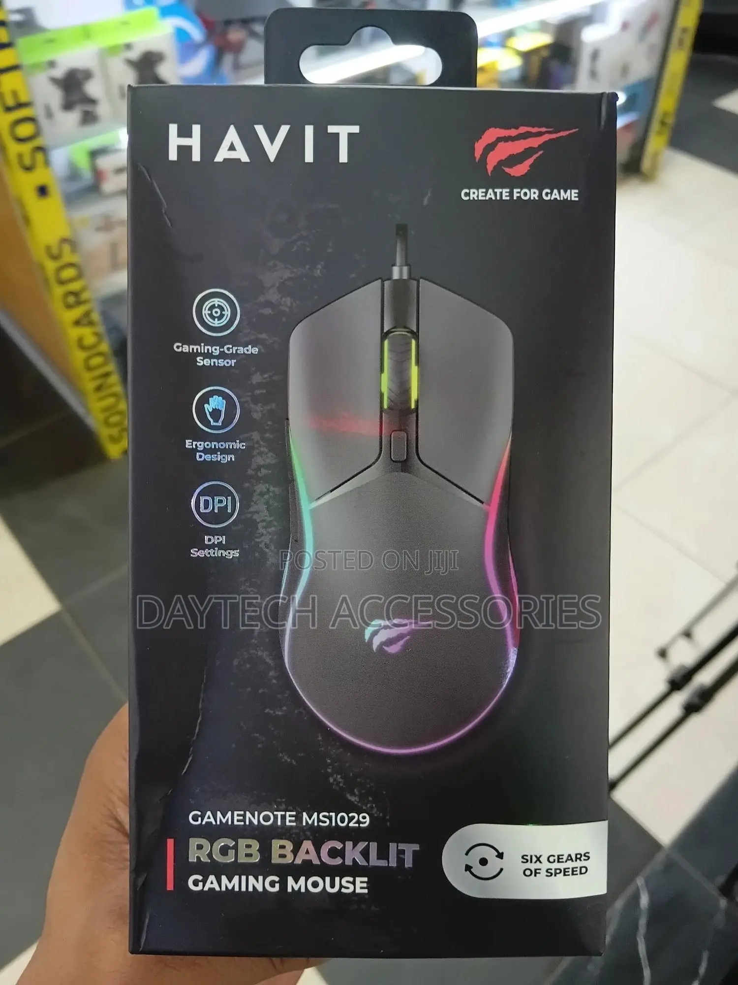 The Is a Havit Gamenote Ms1029 RGB Backlit Gaming Mouse.