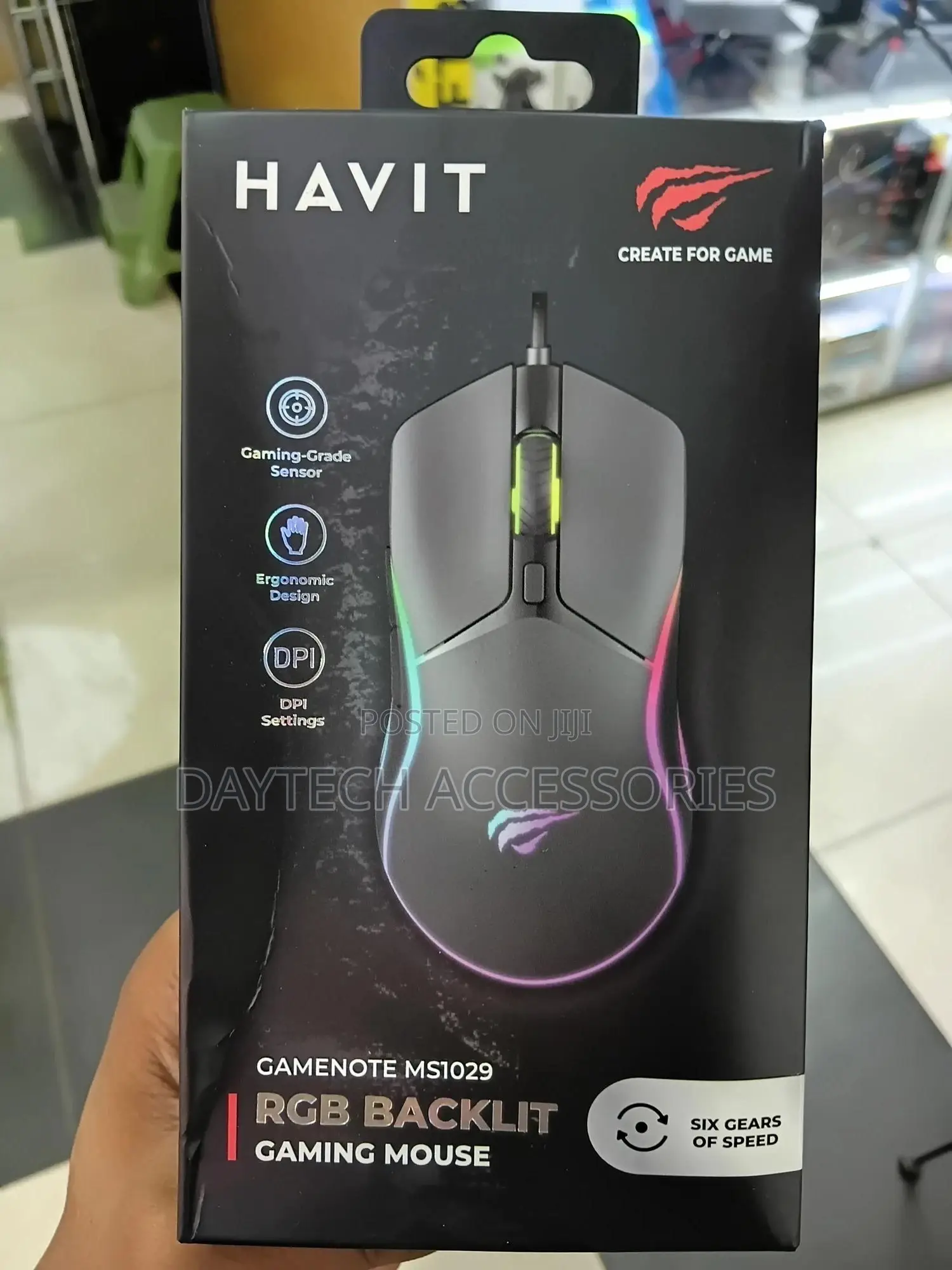 The Is a Havit Gamenote Ms1029 RGB Backlit Gaming Mouse.