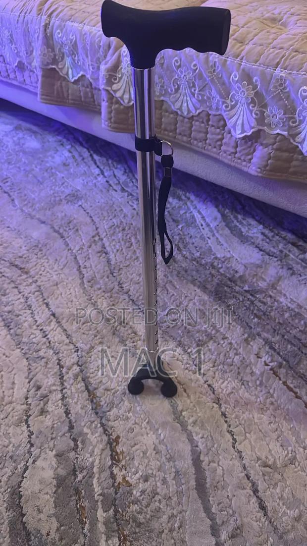 Quality Adjustable Walking Stick Metallic Silver
