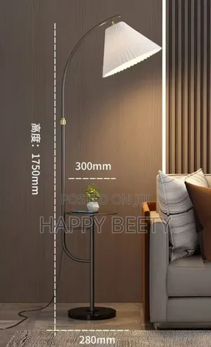 Elegant Arc Floor Lamp With Side Table