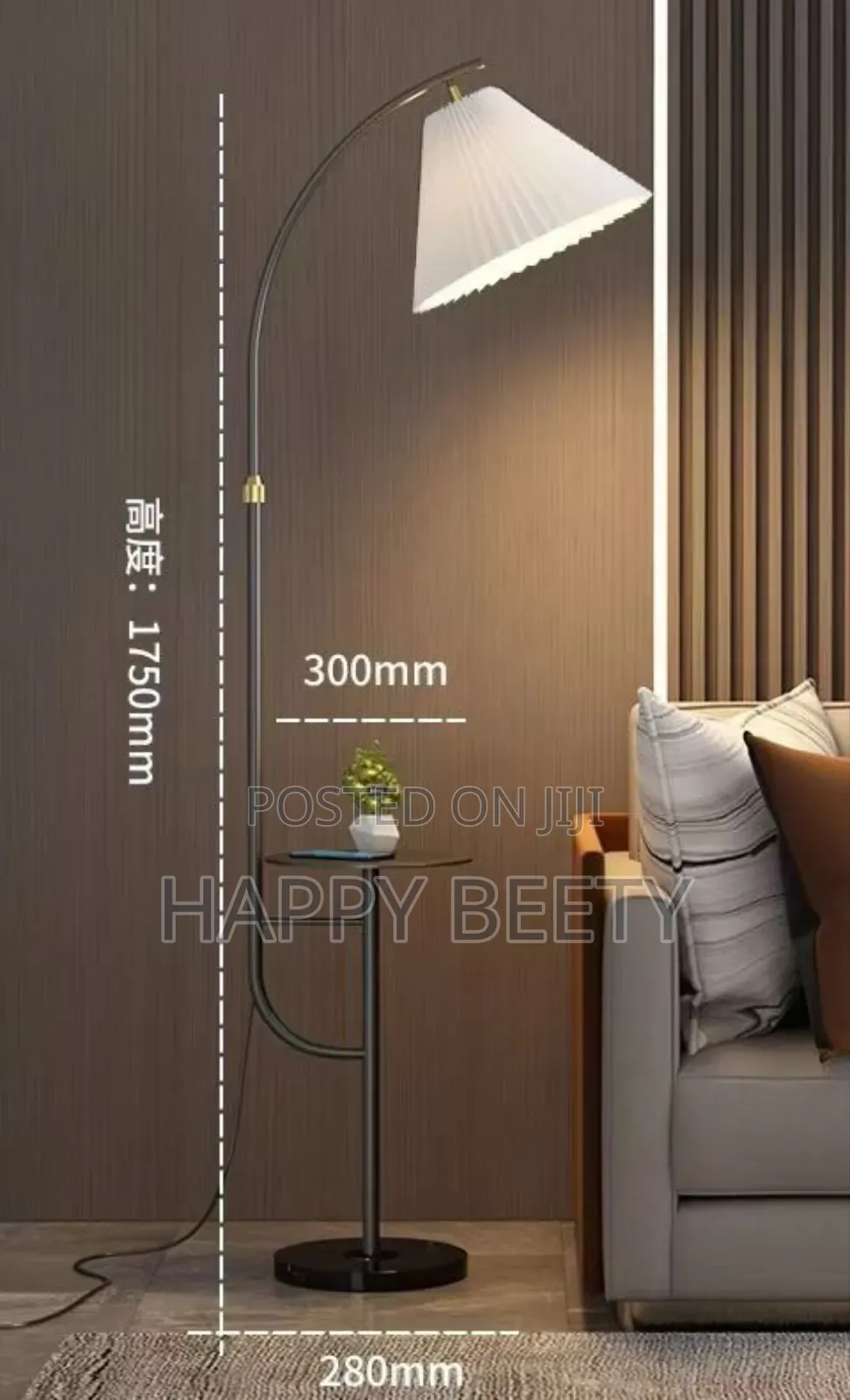 Elegant Arc Floor Lamp With Side Table