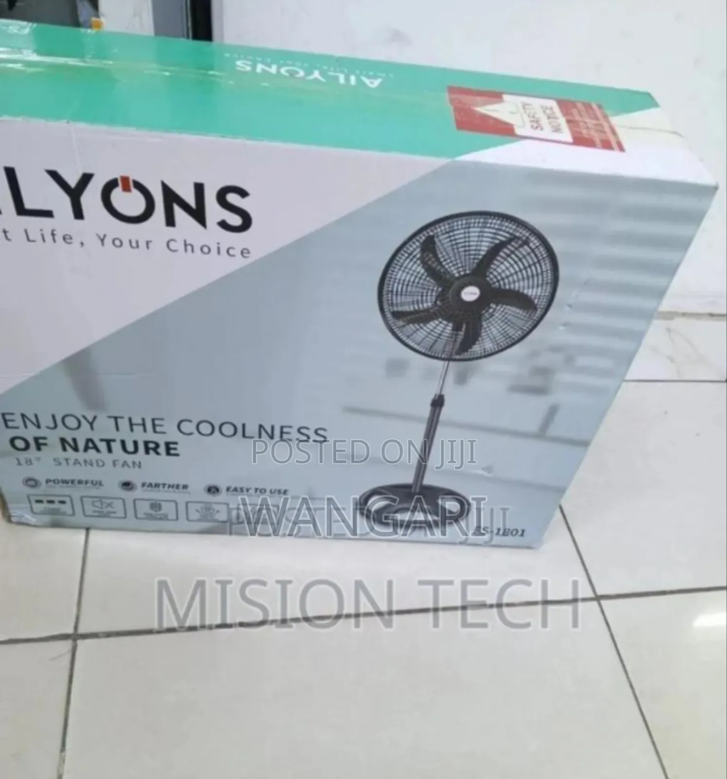 Black Ailyon 18inch Standing Fan