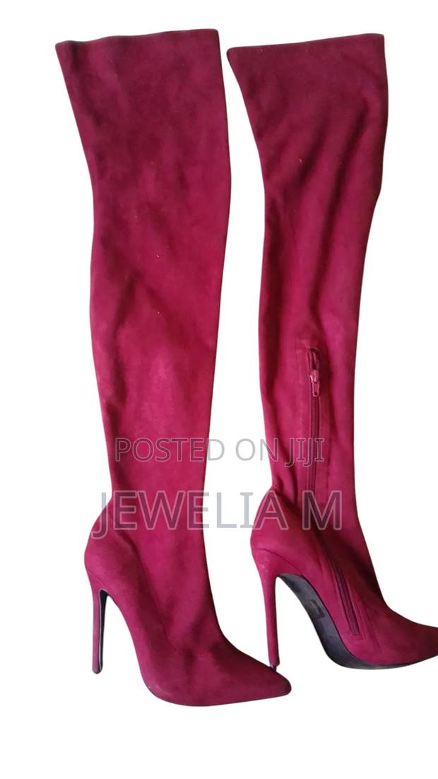 Maroon Thigh High Boots Size 37 - main view