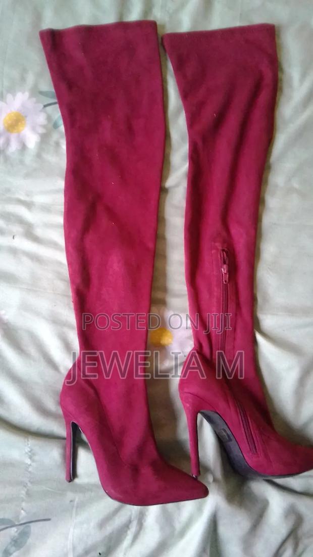 Maroon Thigh High Boots Size 37 - thumbnail 3