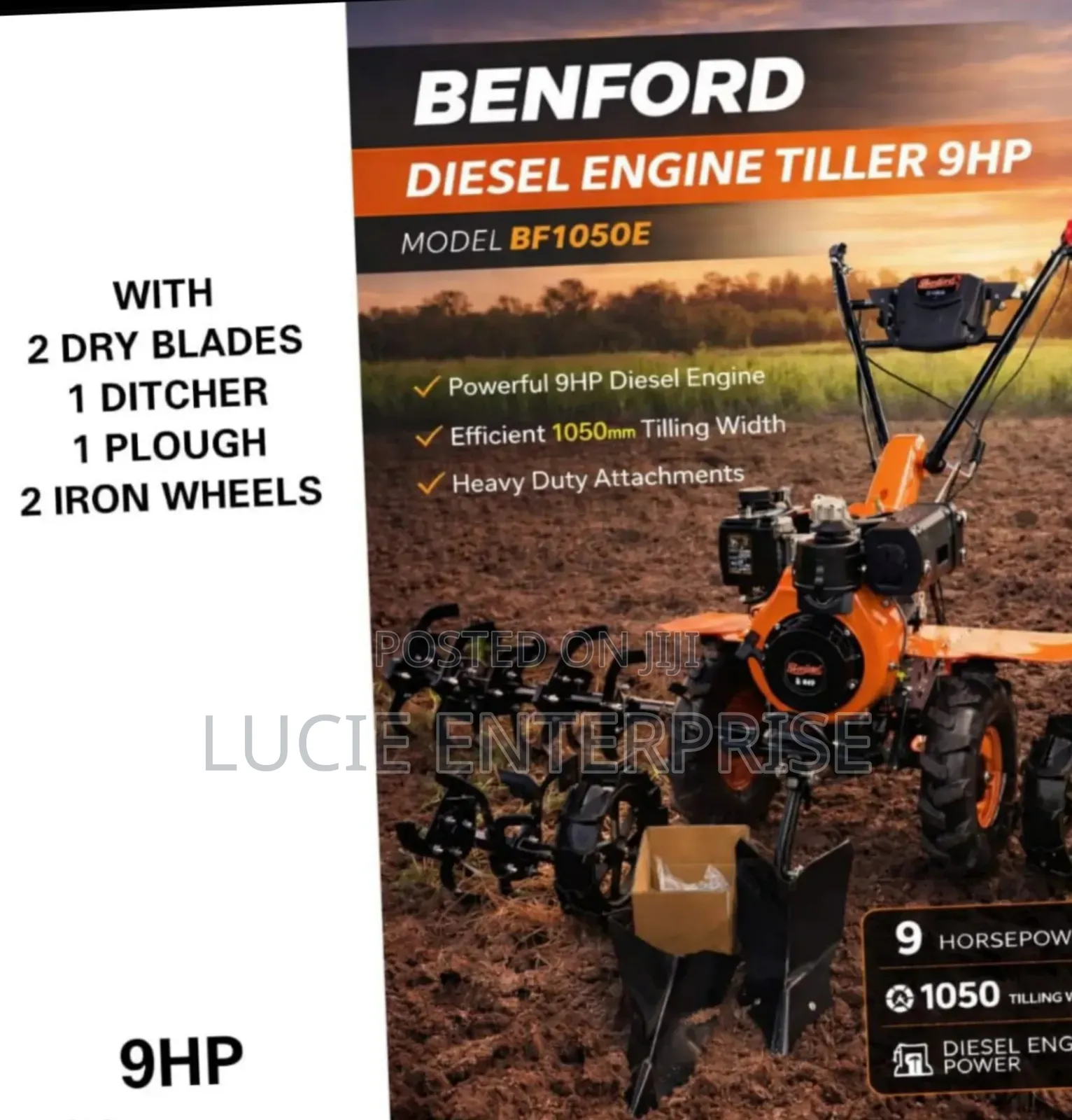 Benford Diesel Engine Tiller 9hp