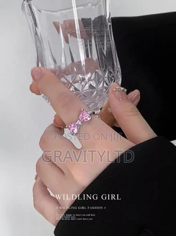 Elegant Adjustable Italian Silver Bow Ring With Pink Zircon Stones - thumbnail 4