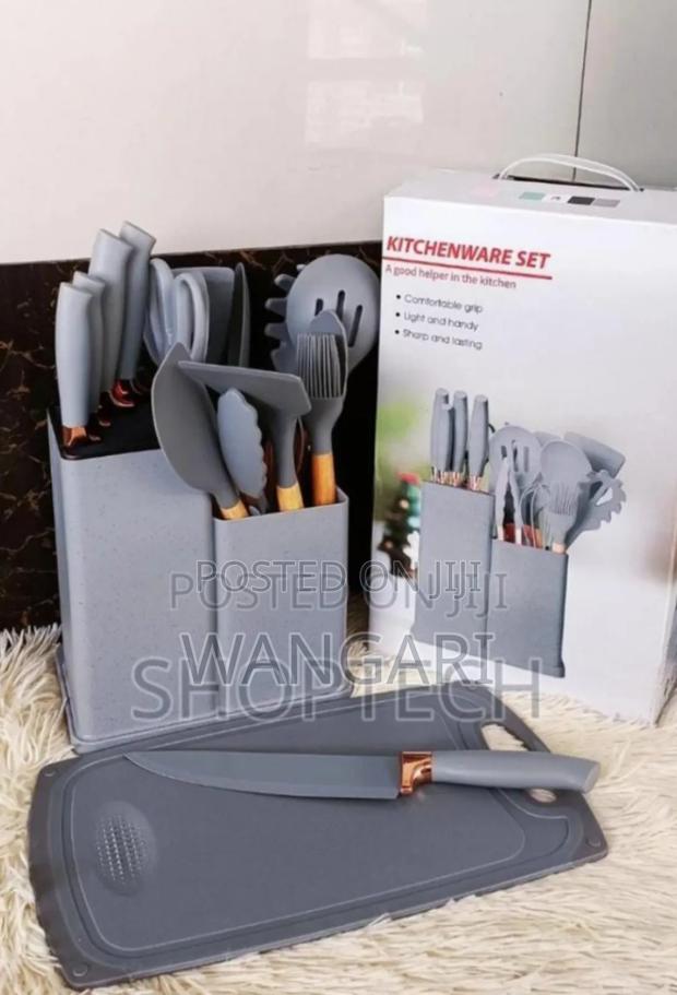 Colour Grey 19pcs Silicone Spoons