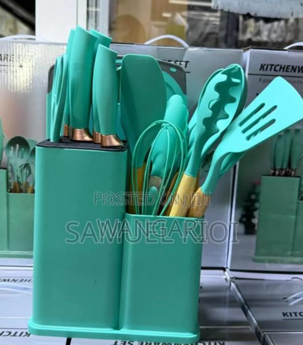 Colour Blue New 19pcs Silicone Spoons