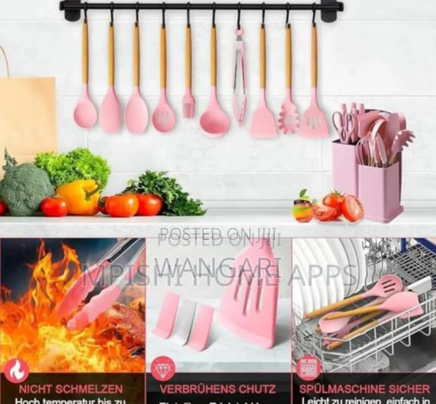 Colour Pink 19pcs Silicone Spoons