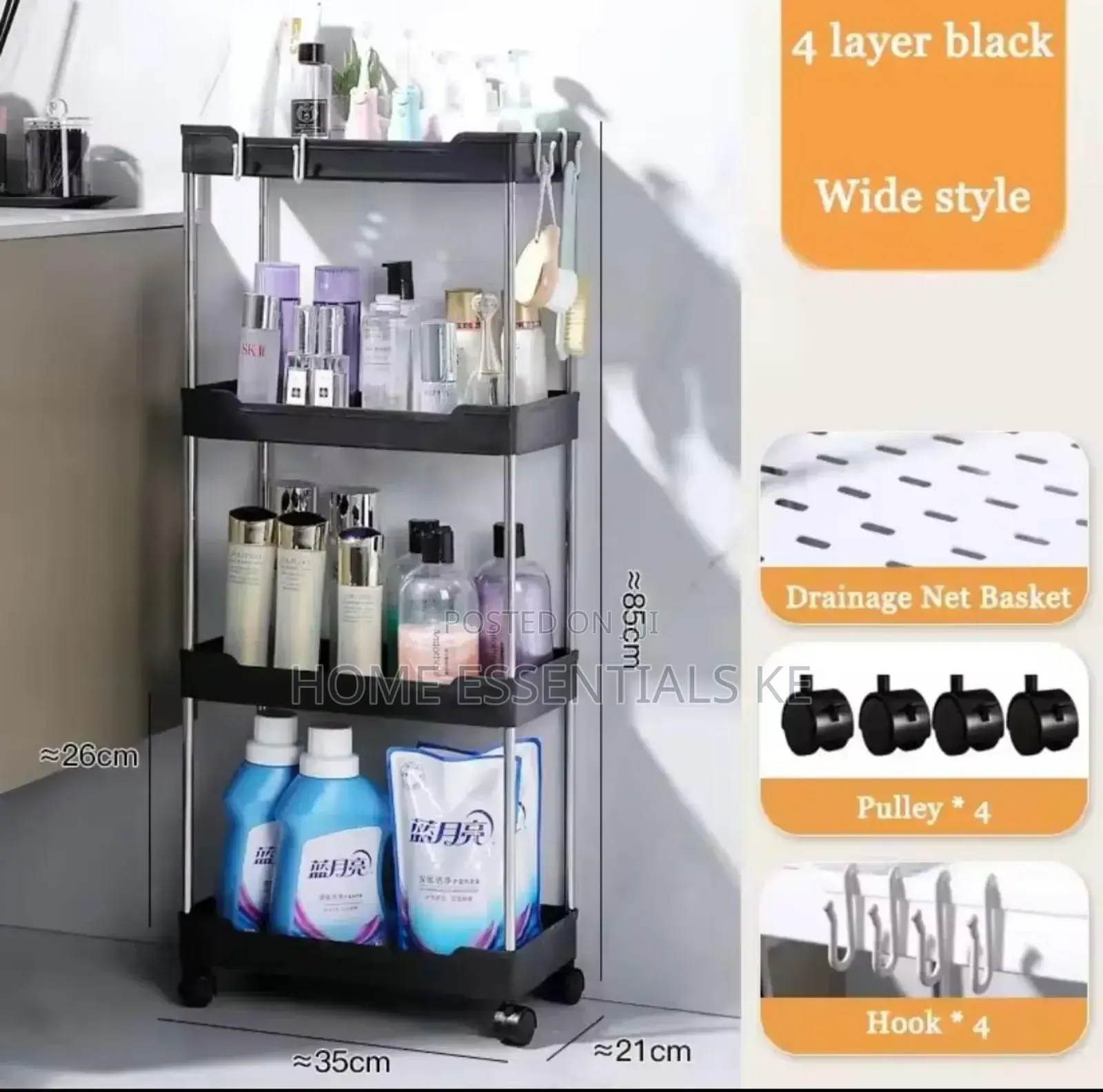 Multipurpose Storage Rack With Wheels.