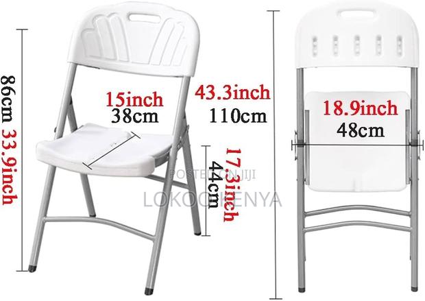 Garden Chair; White Plastic Foldable Lightweight Garden Chair - thumbnail 4