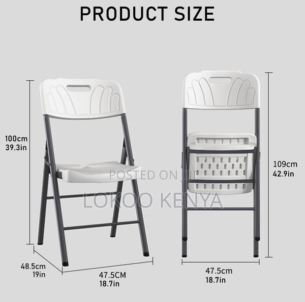 Garden Chair; White Plastic Foldable Lightweight Garden Chair - thumbnail 10