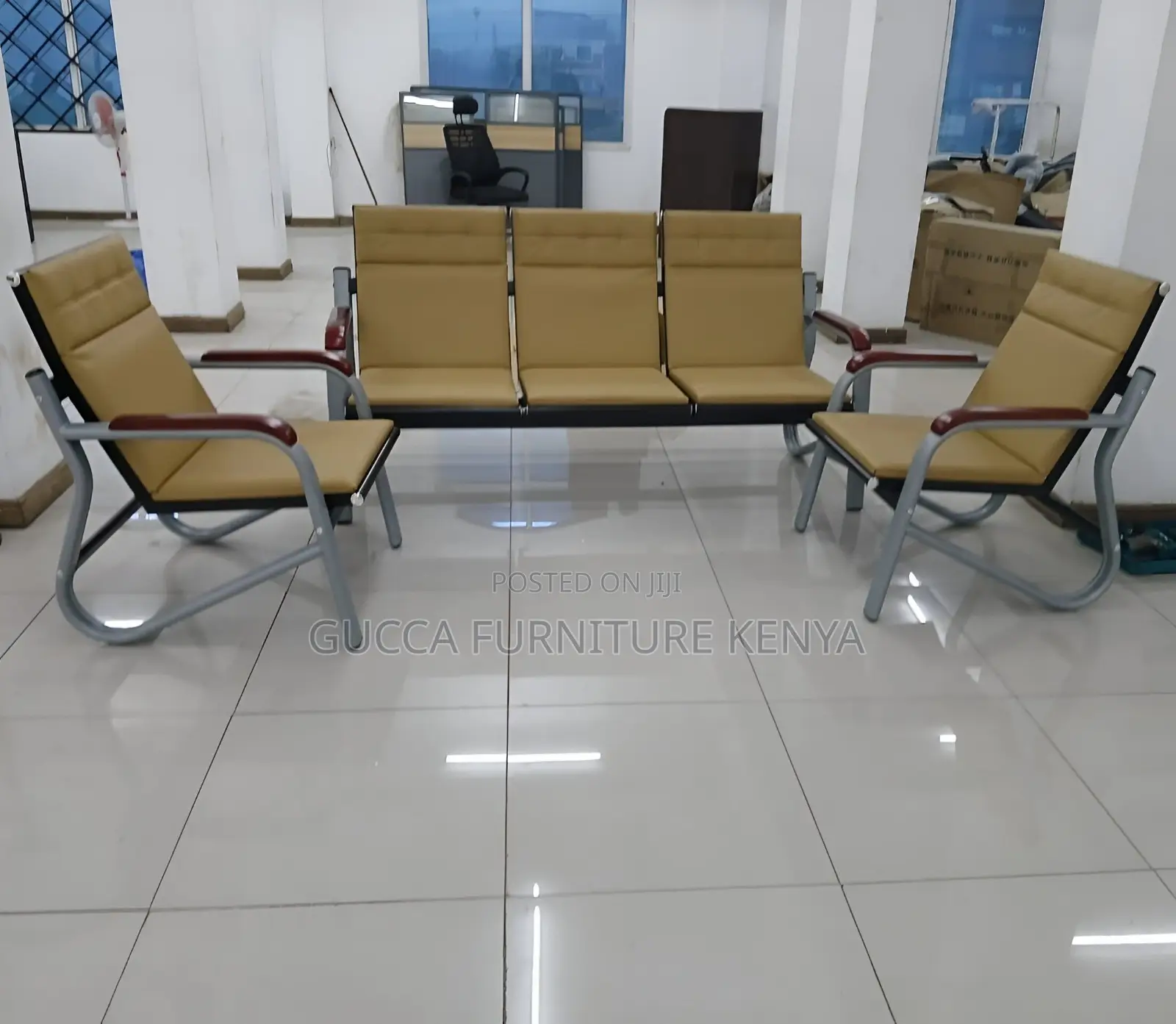 Brown 5-seater Executive Reception Office Sofa