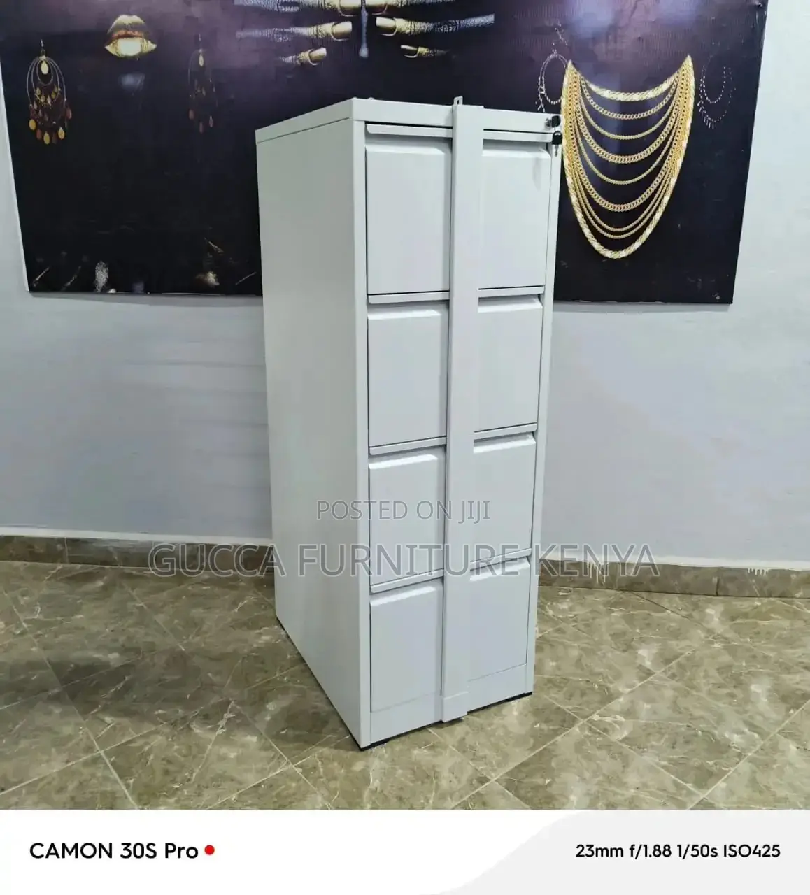 4-drawer Metallic Filling Cabinet With Bar
