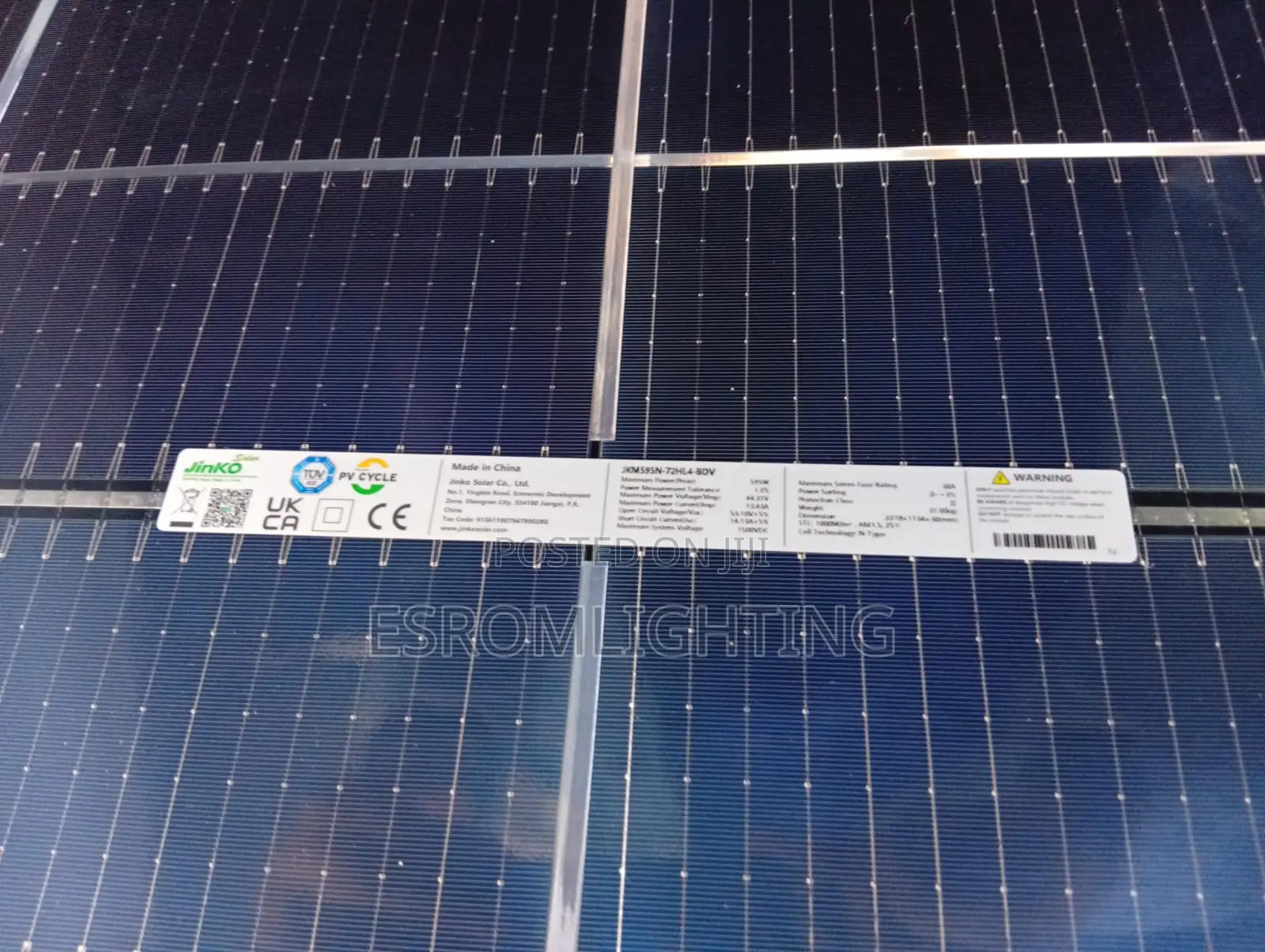 Jinko Solar 595w (Model: Jkm595n-72hl4-BDV