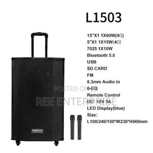 Globalstar Rechargeable Trolly Speaker L1503 15 Inches 2 Microphnoes