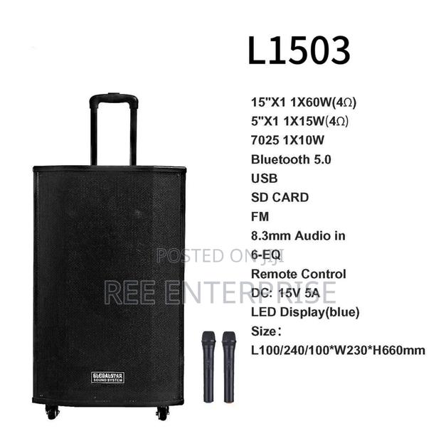 Globalstar Rechargeable Trolly Speaker L1503 15 Inches 2 Microphnoes