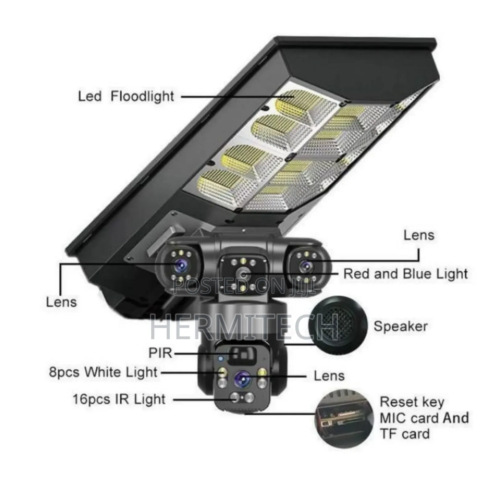 Quality Floodlight CCTV Camera With Triple Lens Available