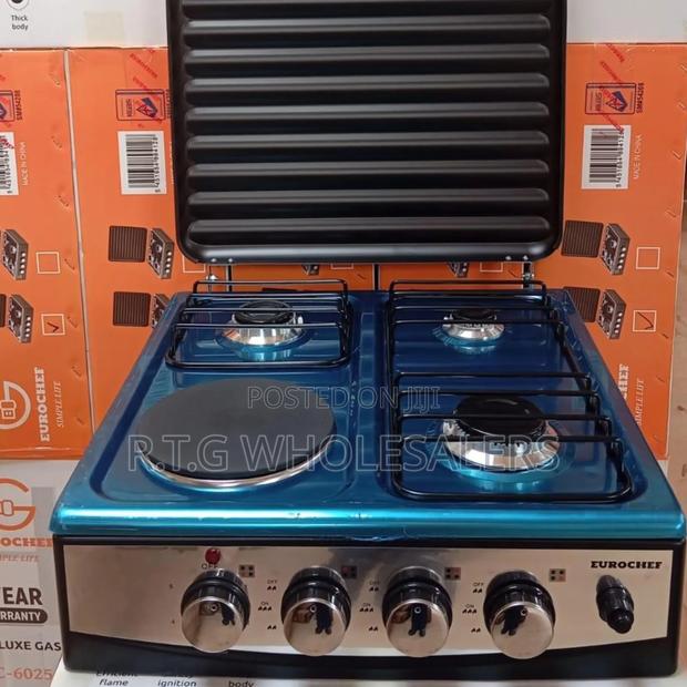 Eurochef Tabletop Cooker 3 Gas, 1 Electric Burners for Easy Cooking