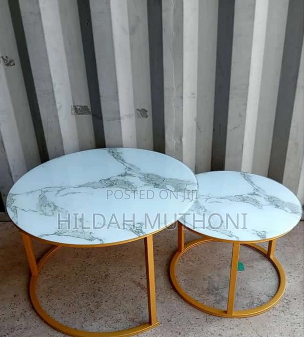 Marble Nesting Coffee Table (Glass Effect) White