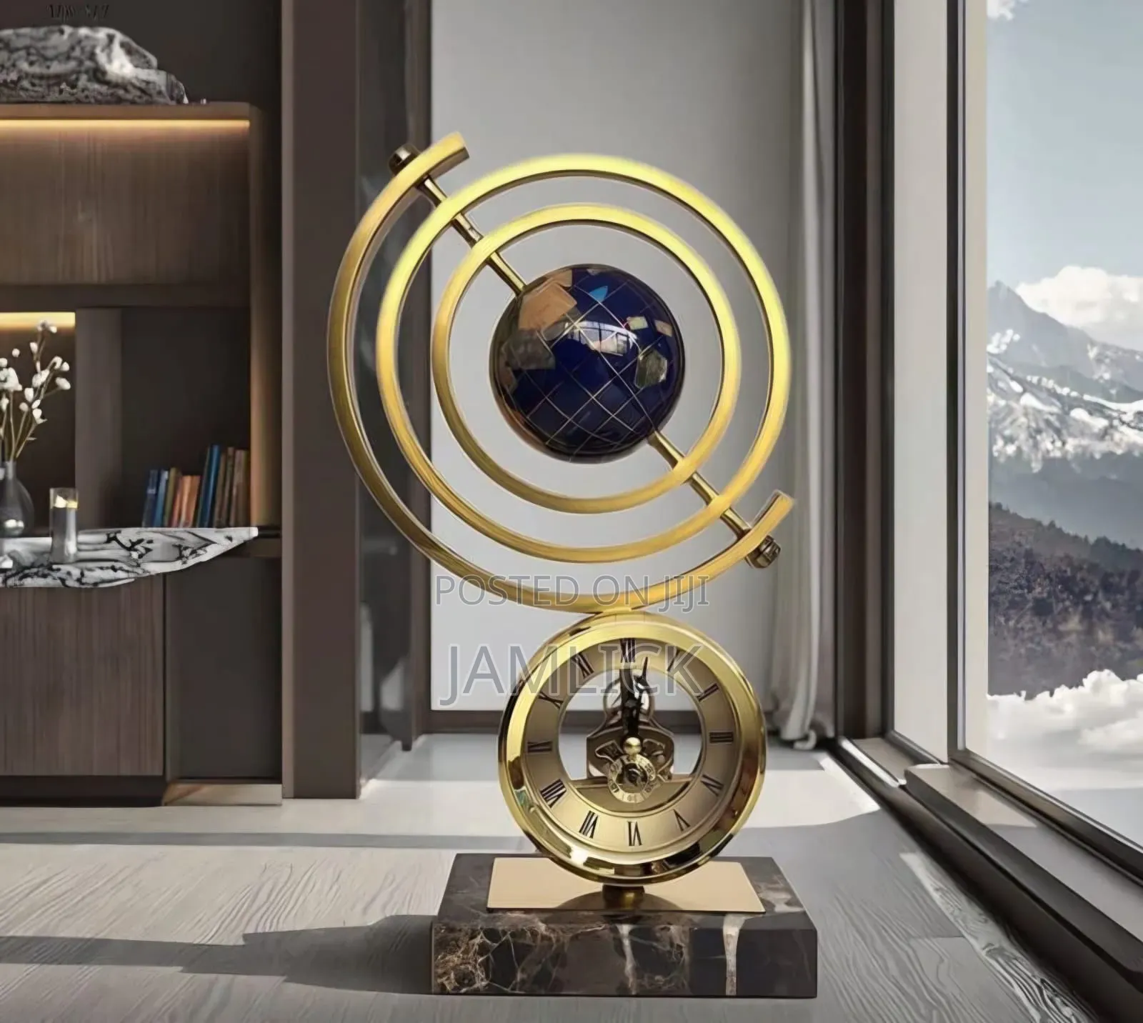 Marble Base Clock Globe Decor - Gh