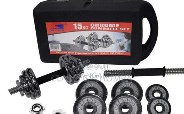With Case. Cased 15kgs Chrome Dumbels