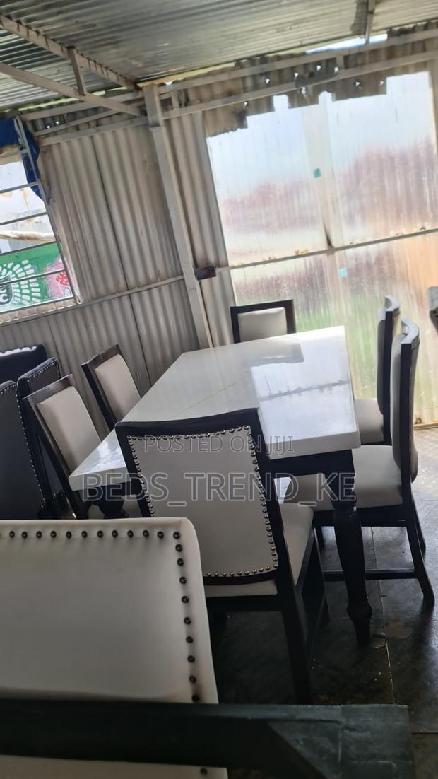 White Fabric 6 Seater Dining Table