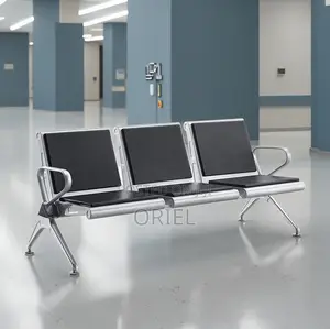 Office Bench : Comfy Leather Padded 3-Seater Office Waiting Bench