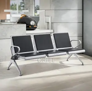 Office Bench : Comfy Leather Padded 3-Seater Office Waiting Bench