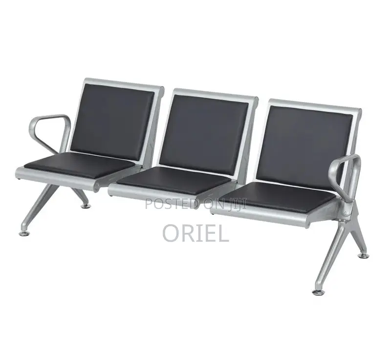 Office Bench : Comfy Leather Padded 3-Seater Office Waiting Bench