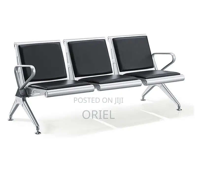 Office Bench : Comfy Leather Padded 3-Seater Office Waiting Bench