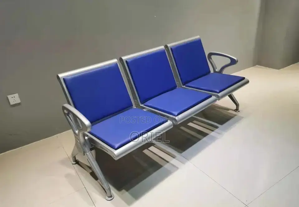 Office Bench : Comfy Leather Padded 3-Seater Office Waiting Bench