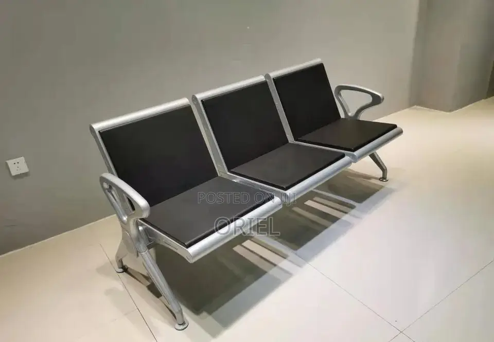Office Bench : Comfy Leather Padded 3-Seater Office Waiting Bench