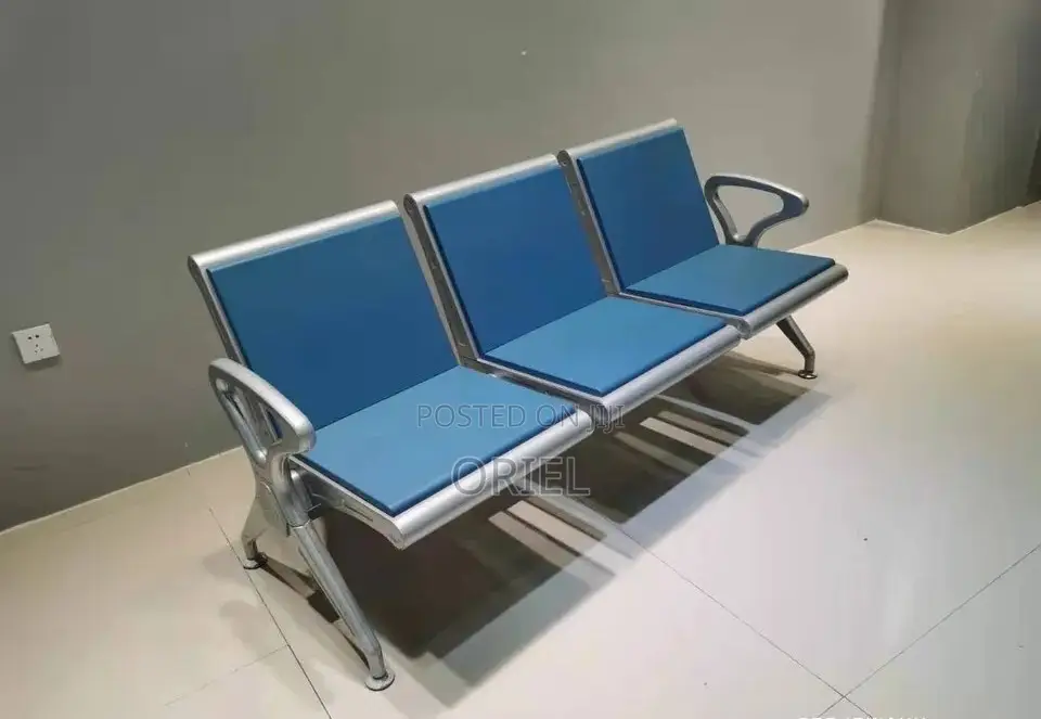 Office Bench : Comfy Leather Padded 3-Seater Office Waiting Bench