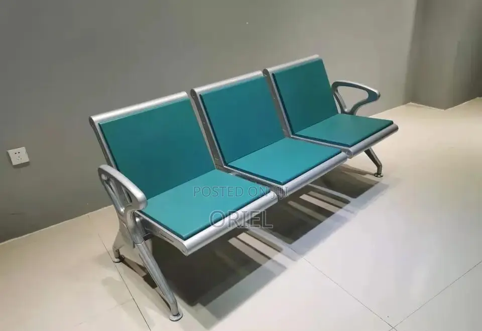 Office Bench : Comfy Leather Padded 3-Seater Office Waiting Bench