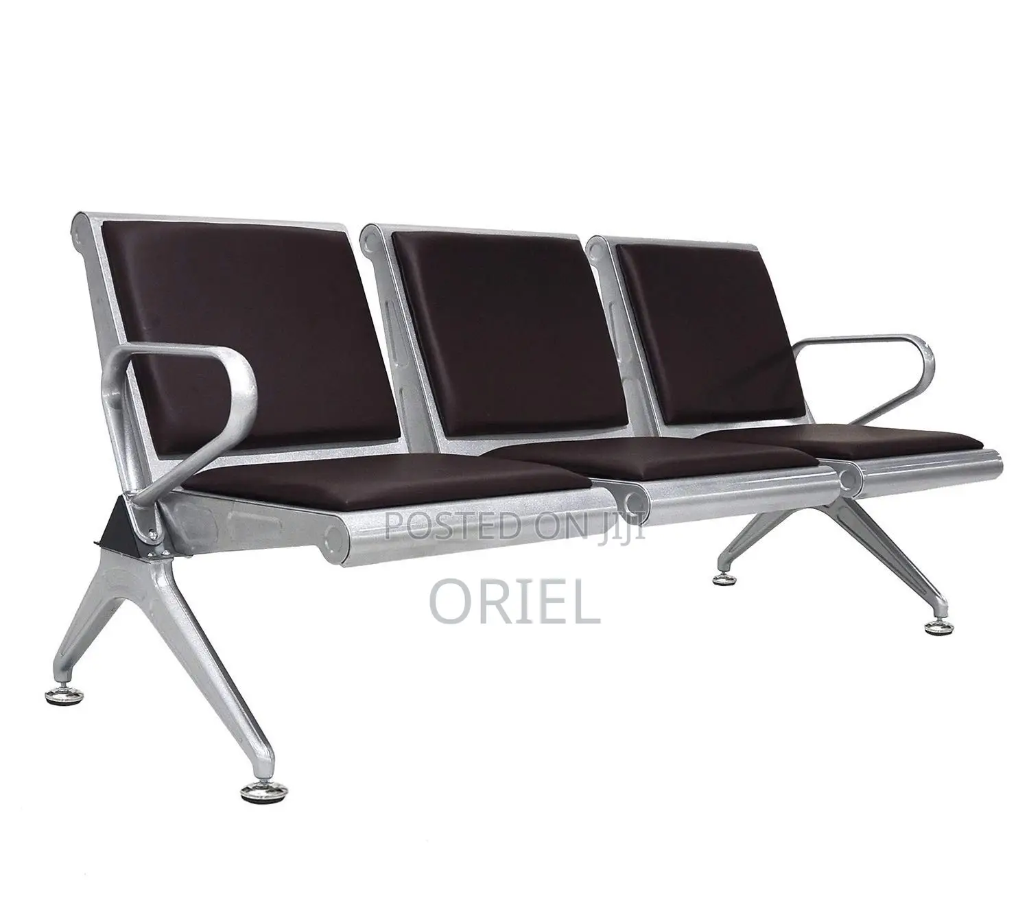 Office Bench : Comfy Leather Padded 3-Seater Office Waiting Bench