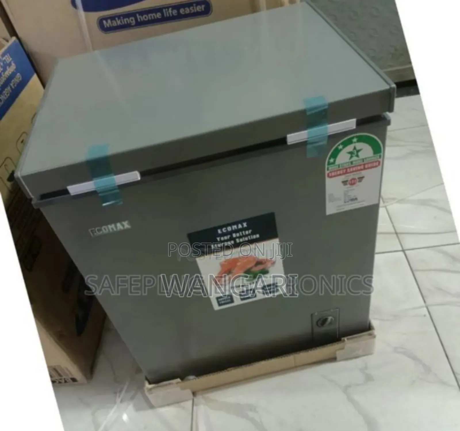 Grey Chest Freezer. Ecomax 60litres