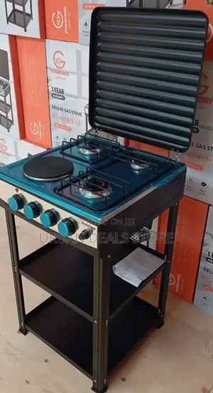 Eurochef 3 Gas +1 Electric Standing Cooker With Shelves