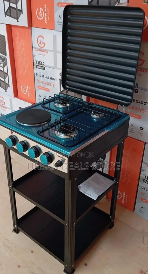 Eurochef 3 Gas +1 Electric Standing Cooker With Shelves