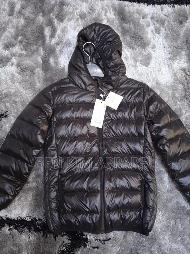 Kids Black Down Jackets Feathers Padded Light Hooded - main view