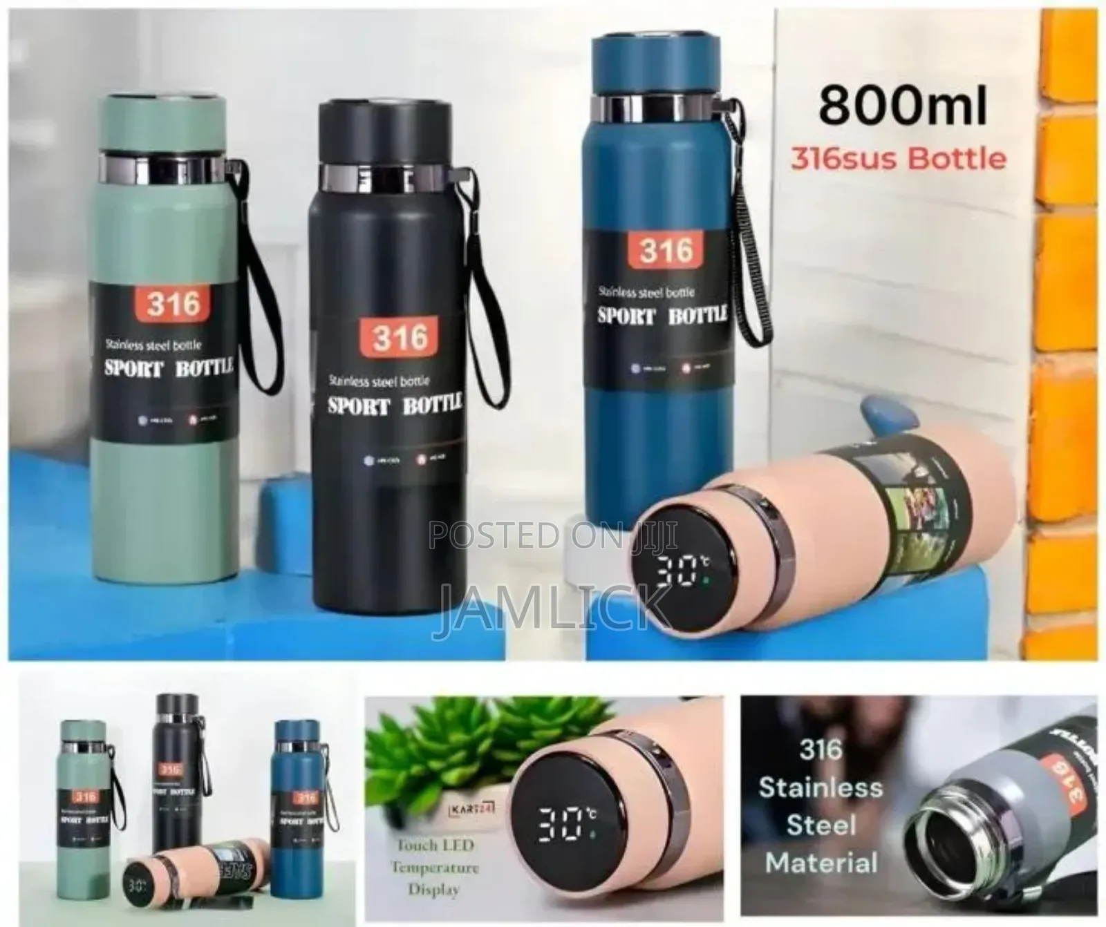 800ml Led Display Temperature Stainless Steel Water Bottle – Hk